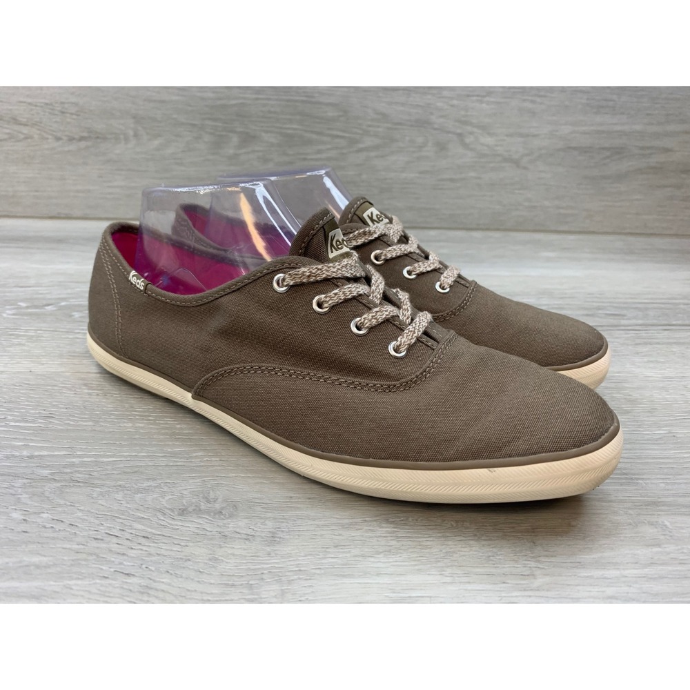 Keds Champion Brown Canvas Low Top Sneakers Women's 10 Pink Insole Casual Shoes